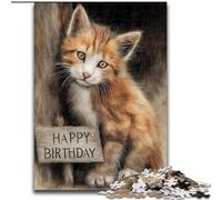 Jigsaw Puzzle 1000 Pieces Happy Birthday Cat cardboard Jigsaw Puzzles for Adults 26X38CM for Teenager & Families, Perfect DIY Decor & Brain-Teasing Challenge