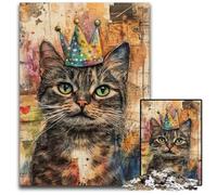 Jigsaw Puzzle 1000 Pieces Happy Birthday Cat Wooden Jigsaw Puzzles for Birthdays, Holidays, Best for Christmas 50X75CM