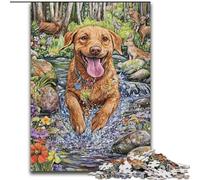 Jigsaw Puzzle 1000 Pieces Happy Labrador Jigsaw Puzzles Made of Wood, Ideal for Office, Bedroom, Living Room Decor size 50X75CM