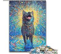 Jigsaw Puzzle 1000 Pieces Happy Whimsical Akita Dog Jigsaw Puzzles Made of Wood for Birthdays, Holidays & Home Decor size 50X75CM