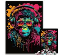 Jigsaw Puzzle 1000 Pieces Headphones Monkey Puzzles for Adults Perfect for Family Fun on Christmas, Thanksgiving, Birthdays & Easter 50x75CM/19.68x29.52inch