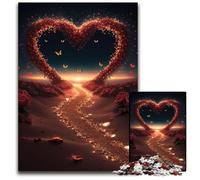 Jigsaw Puzzle 1000 Pieces Heart on The Beach Wooden Jigsaw Puzzles for Adults for Teenagers, Couples, And Friends for Birthdays, Christmas 50x75CM/19.68x29.52inch