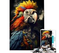 Jigsaw Puzzle 1000 Pieces Hippie Parrot Smoking Help The Brain Exercise Home Decoration Anti-Stress Toys Suitable for Ages 14 And Up (38x26cm)