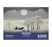 Jigsaw Puzzle 1000 Pieces Horse Drawn Carriage Landscape Adult Jigsaw Puzzle Brain Teaser Game Staycation Kill Time Deal As Gifts for The Whole Family 38x26cm/1000pcs