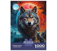 Jigsaw Puzzle 1000 Pieces Howling at Lone Wolf Moon Puzzles for Adults Toy Wall Decor Hand Speed Race Deal As Gifts for The Whole Family 70x50cm/1000pcs