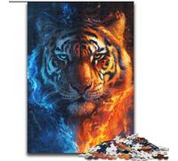 Jigsaw Puzzle 1000 Pieces Ice And Fire Tiger Puzzle Challenging Brain Teaser for Teenagers, Perfect for Home Decor Or Gift (size : 26x38cm)