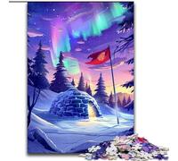 Jigsaw Puzzle 1000 Pieces Ice Castles Under The Aurora Borealis Jigsaw Puzzle Made of cardboard,Relaxing Entertainment, Home Decor 1000pcs(26x38cm)