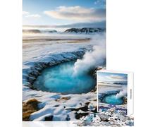 Jigsaw Puzzle 1000 Pieces Icelandic Geothermal Hot Spring Landscape Jigsaw Puzzles for Adults Hand Speed Race Difficult And Challenge for Is Ideal As A Gifts (38x52cm)