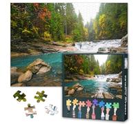 Jigsaw Puzzle 1000 Pieces - Immersive Waterfall on Mountain River in the Forest Scene in Stunning Detail | 50x70cm Finished Artwork, Great for Stress Relief