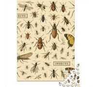 Jigsaw Puzzle 1000 Pieces Insect Illustrations-Vintage Natural History Style Puzzles 52x38cm/1000pcs Gift For Kids Challenging Creative Family Game DIY Cardboard