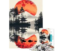 Jigsaw Puzzle 1000 Pieces Japan Theme Poster Temple Help The Brain Exercise Home Decoration Anti-Stress Toys Suitable for Ages 14 And Up (50x75cm)