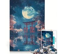 Jigsaw Puzzle 1000 Pieces Japanese Moonlit Torii Gate Japan Night, Impossible Game, Fun Activities at Home, Artists' Collection, Fine Arts (38x26cm)
