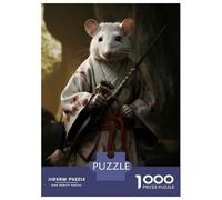 Jigsaw Puzzle 1000 Pieces Japanese Rat Warrior Adult Jigsaw Puzzle Brain Teaser Game Staycation Kill Time Deal As Gifts for The Whole Family 38x26cm/1000pcs