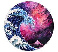 Jigsaw Puzzle 1000 Pieces Japanese Style Waves Paper Jigsaw Puzzles Challenging DIY Art for Enthusiasts, for Relaxation (67.5x67.5cm)