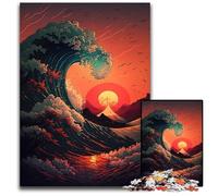 Jigsaw Puzzle 1000 Pieces Japanese Waves Puzzles for Adults Challenging Brain Teaser for Teenagers, Family Game Night Fun 50x75CM/19.68x29.52inch