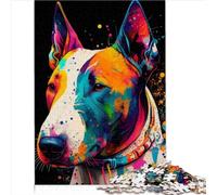 JIGSAW PUZZLE 1000 Pieces Jigsaw Puzzles for Adults Bull Terrier Colorful Theme Puzzle Family Time Brain Challenge Puzzles 1000pcs (75x50cm)