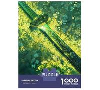 Jigsaw Puzzle 1000 Pieces Katana in Green Petals Jigsaws for Adults Brain Teaser Game Improve Memory Deal As Gifts for The Whole Family 52x38cm/1000pcs