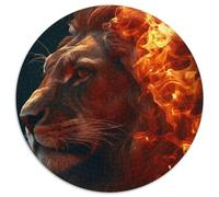 Jigsaw Puzzle 1000 Pieces King of The Grassland Lions Round Paper Jigsaw Puzzles Challenging Brain Teaser for Teenagers,Family Fun,DIY Home Decor Gift 67.5x67.5 cm