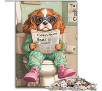 Jigsaw Puzzle 1000 Pieces King Spaniel Go Toilet Puzzles for 1000 Piece Challenging Brain Teaser for Teenager, Family Game Night Fun (Size 38x26cm)