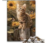 Jigsaw Puzzle 1000 Pieces Kitten Among Roses 1000 Pieces Puzzles for Adults Ideal for And Family Fun for Holidays, Birthdays (Size 26x38cm)