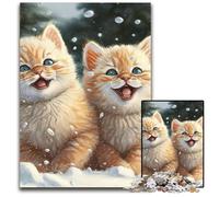 Jigsaw Puzzle 1000 Pieces Kitten in The Snow Challenging Puzzles Perfect for Teenagers & Collectors, Ideal Home Decor & Travel Gift 50x75CM/19.68x29.52inch