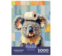 Jigsaw Puzzle 1000 Pieces Koala with Toilet Paper on Head Adult Jigsaw Puzzle Brain Teaser Game Staycation Kill Time Deal As Gifts for The Whole Family 70x50cm/1000pcs