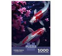 Jigsaw Puzzle 1000 Pieces Koi And Cherry Blossoms Jigsaws for Adults Brain Teaser Game Improve Memory Deal As Gifts for The Whole Family 52x38cm/1000pcs