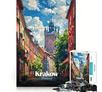 Jigsaw Puzzle 1000 Pieces Krakow, Poland Street View Precise Cut Art Cognitive Fun Play Leisure Time Fun Xmas Scene Art (38x26cm)