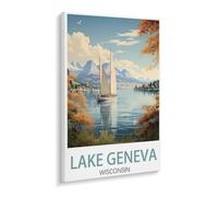 Jigsaw Puzzle 1000 Pieces,Lake Geneva Wisconsin,Large Family Puzzle Game Artwork for Adults Teens(38x26cm)-V68