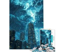 Jigsaw Puzzle 1000 Pieces Lightning Storm Cityscape Jigsaws for Adults Relax Games Analysis And Logic Deal As Gifts for The Whole Family (Size 50x75cm)