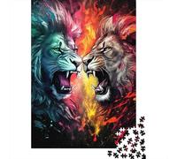 Jigsaw Puzzle 1000 Pieces Lion Battle Art Jigsaw 38x26cm/1000pcs Gift For Kids Stress Reliever Educational Games DIY Cardboard