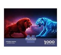 Jigsaw Puzzle 1000 Pieces Lion Vs Tiger Fiery And Icy Jigsaws for Adults Brain Teaser Game Improve Memory Deal As Gifts for The Whole Family 38x26cm/1000pcs