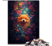 Jigsaw Puzzle 1000 Pieces Lionhair Dog in The Flowers Made of Wood, Making It A Great Gift for Family Fun 50x75cm Artwork Decor Intelligence Toy for Family Indoor Games