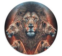 Jigsaw Puzzle 1000 Pieces Lions Illustrations Round Puzzles for 1000 Piece for Birthdays, Holidays, Best for Christmas 67.5x67.5cm