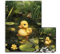 Jigsaw Puzzle 1000 Pieces Little Duck in Lotus Leaf Cardboard Jigsaw Puzzles Educational Games Stress Relieving, Home Decoration Toys for Age 14 26X38CM