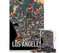 Jigsaw Puzzle 1000 Pieces Los Angeles Earthtone Map Tight Fit Play Creative Brain Game Chill Play Time Xmas Scene Art (50x75cm)