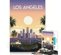 Jigsaw Puzzle 1000 Pieces Los Angeles Skyline Poster Accurate Joint Fun Mind Exercise Toy Peace Time Play Christmas Art Piece (38x26cm)