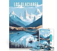 Jigsaw Puzzle 1000 Pieces Los Glaciares Poster Precise Cut Art Cognitive Fun Play Leisure Time Fun Xmas Scene Art (50x75cm)