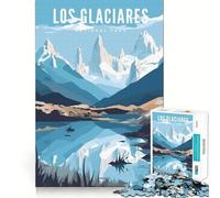 Jigsaw Puzzle 1000 Pieces Los Glaciares Poster Precise Cut Art Cognitive Fun Play Leisure Time Fun Xmas Scene Art (38x26cm)