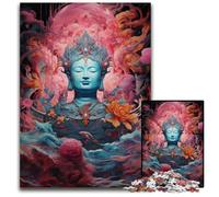 Jigsaw Puzzle 1000 Pieces Lotus And Buddha Statue Wooden Jigsaw Puzzles for Adults for Birthdays Holidays Best for Christmas 1000 PCS(75x50cm)