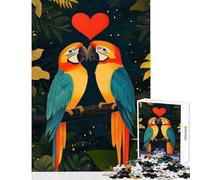 Jigsaw Puzzle 1000 Pieces Lovebirds in The Jungle Home Decoration Toys Great Gift Educational Games with Matching Poster And Trivia Sheet Size 38x26cm