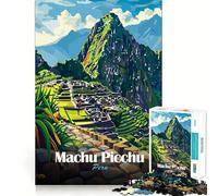 Jigsaw Puzzle 1000 Pieces Machu Picchu, Peru Travel Poster Precise Cut Art Cognitive Fun Play Leisure Time Fun Xmas Scene Art (38x52cm)