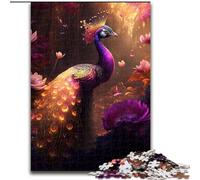 Jigsaw Puzzle 1000 Pieces Magnificent Peacock Made of Wood, High-Difficulty Brain Teaser for Teenagers 50x75cm An for Christmas Or Birthdays