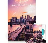 Jigsaw Puzzle 1000 Pieces Manhattan US Accurate Joint Fun Mind Exercise Toy Peace Time Play Christmas Art Piece (38x26cm)