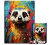 Jigsaw Puzzle 1000 Pieces Meerkat Colorful Wooden Jigsaw Puzzles for Adults for Birthdays Holidays Best for Christmas 1000 PCS(75x50cm)