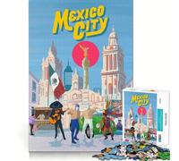 Jigsaw Puzzle 1000 Pieces Mexico City Illustration Accurate Joint Fun Mind Exercise Toy Peace Time Play Christmas Art Piece (50x75cm)