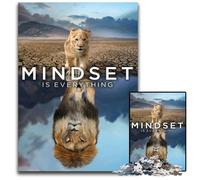 Jigsaw Puzzle 1000 Pieces Mindset Is Everything Lion Difficult Puzzles for Adults Challenging Brain Teaser for Teenagers, Family Game Night Fun 26X38CM/10.23x14.96inch