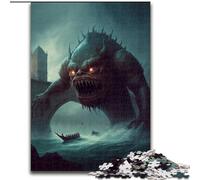 Jigsaw Puzzle 1000 Pieces Monster Invasion Jigsaw Puzzles 1000 Pieces for Adults Teenager Stress Reduction Cool Unique Gift for Family (Size 26x38cm)
