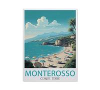 Jigsaw Puzzle 1000 Pieces,Monterosso Cinque Terre Vintage Travel Poster,Wood Children Toys Decompression Game(75x50cm)-AX16