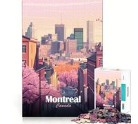 Jigsaw Puzzle 1000 Pieces Montreal Canada Cityscape with Cherry Blossoms Accurate Joint Fun Mind Exercise Toy Peace Time Play Christmas Art Piece (50x75cm)